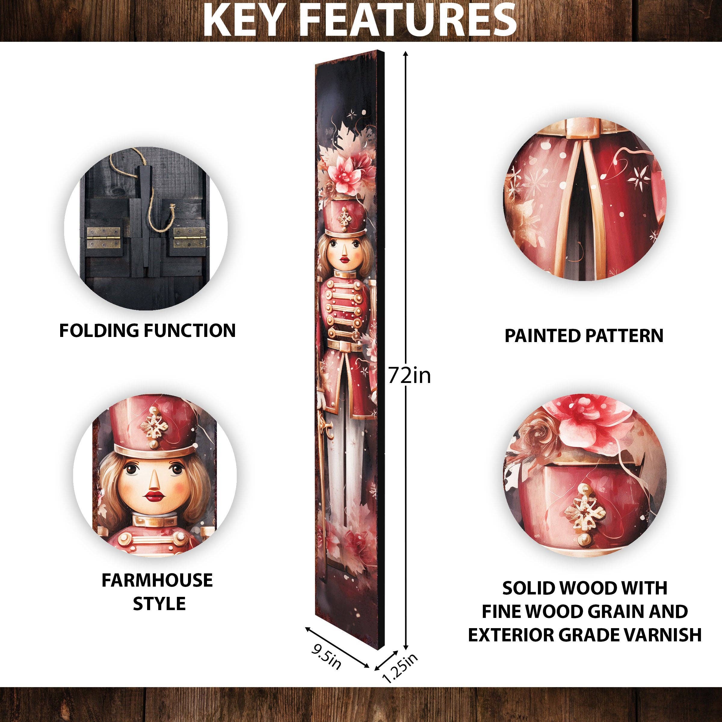 Whimsical Nutcracker Girl Christmas Porch Sign | Festive Farmhouse Welcome Decor