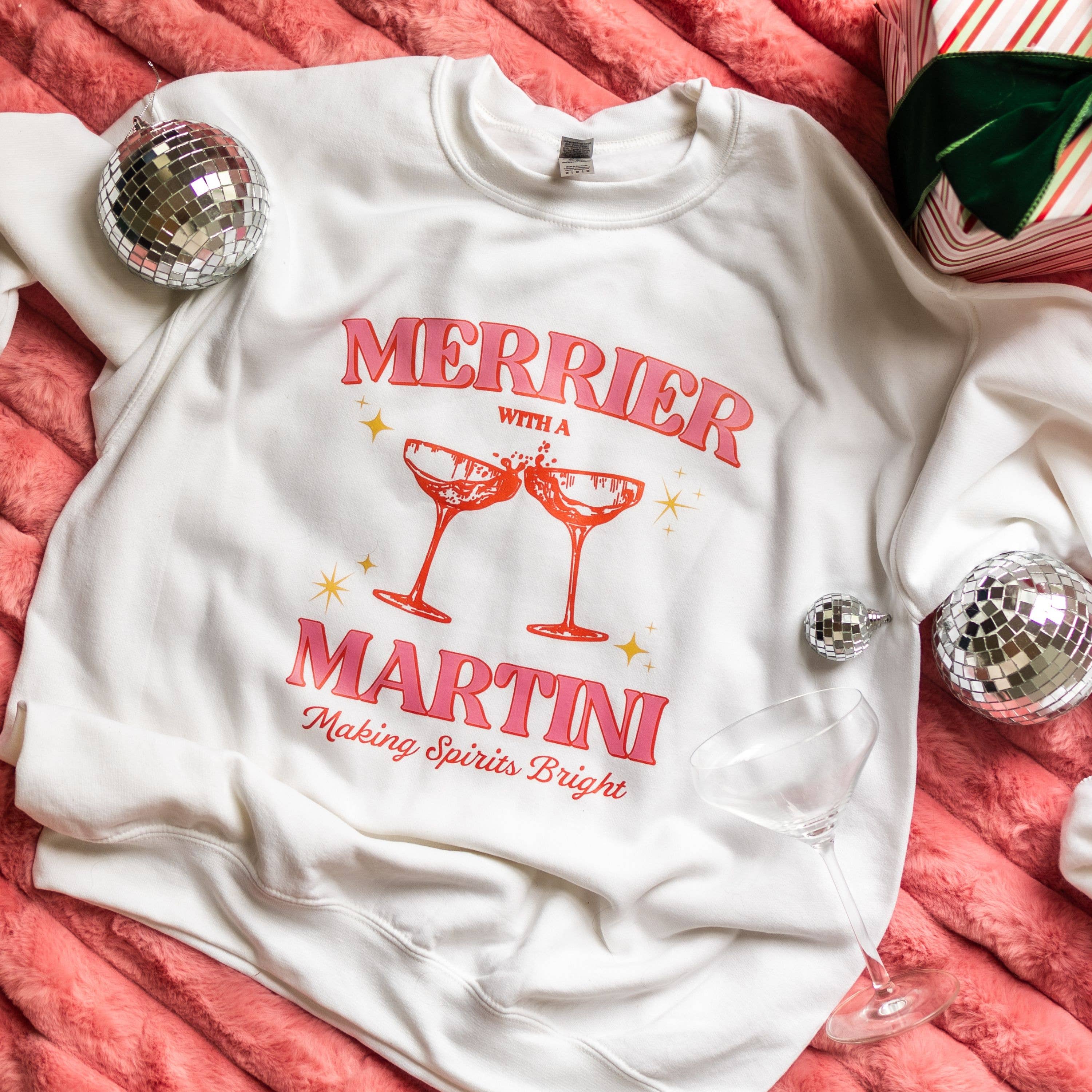 Christmas Sweatshirt, Merrier with a Martini, Graphic Shirt