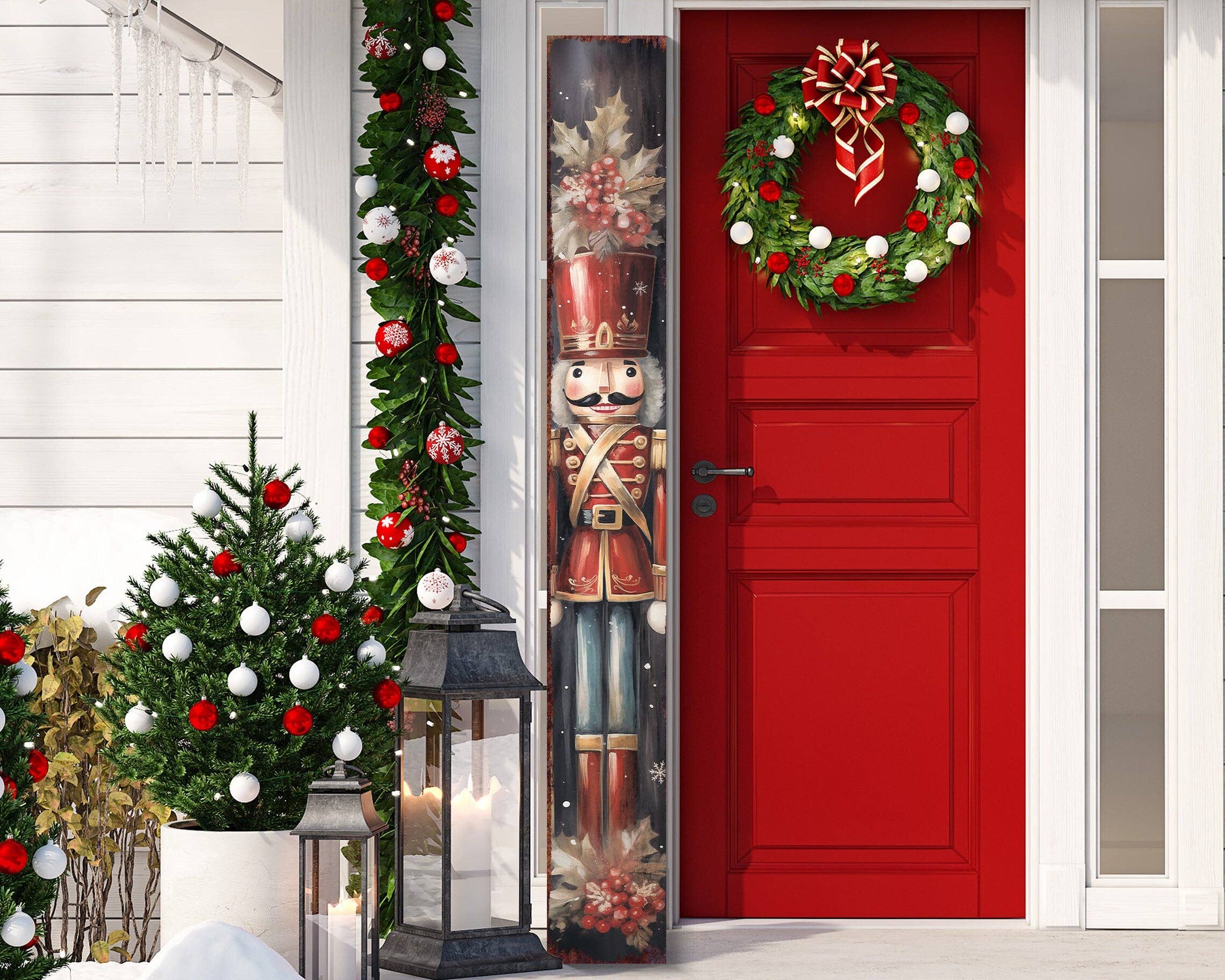 72" Farmhouse Nutcracker Christmas Porch Sign - Festive Outdoor Decor