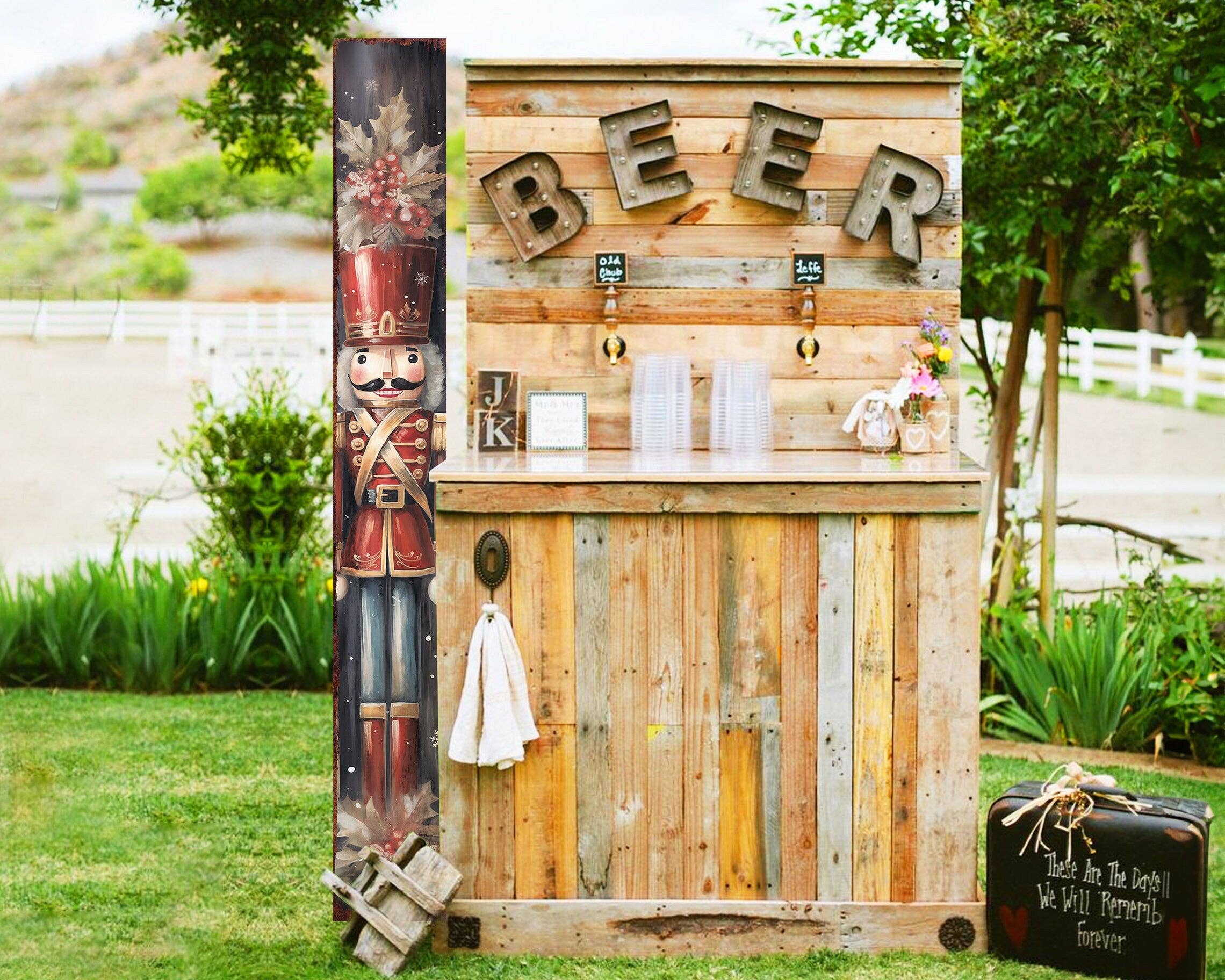 72" Farmhouse Nutcracker Christmas Porch Sign - Festive Outdoor Decor