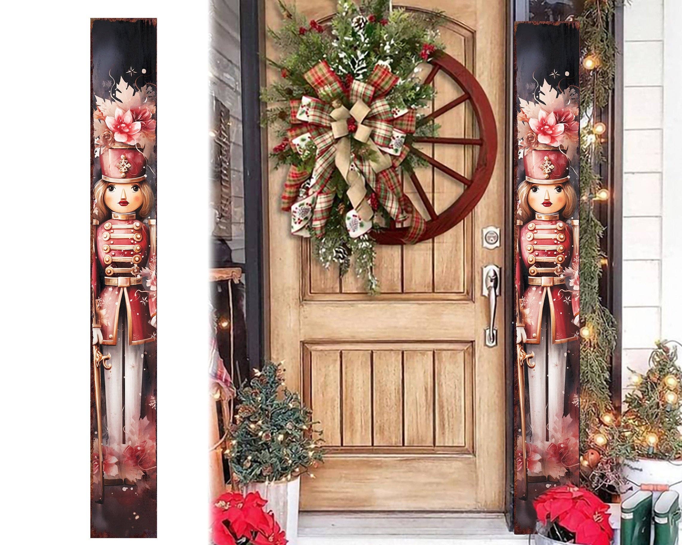 Whimsical Nutcracker Girl Christmas Porch Sign | Festive Farmhouse Welcome Decor