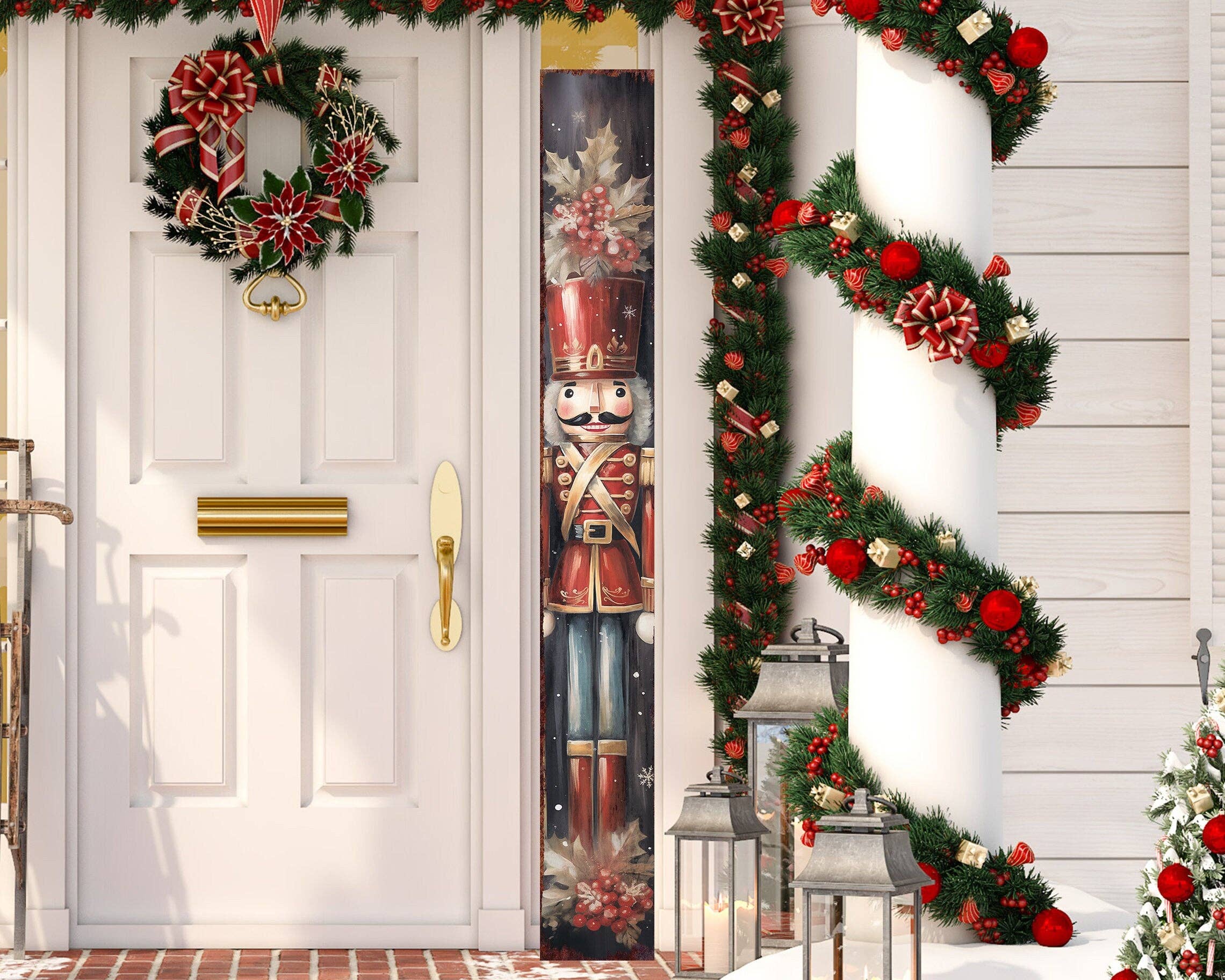 72" Farmhouse Nutcracker Christmas Porch Sign - Festive Outdoor Decor