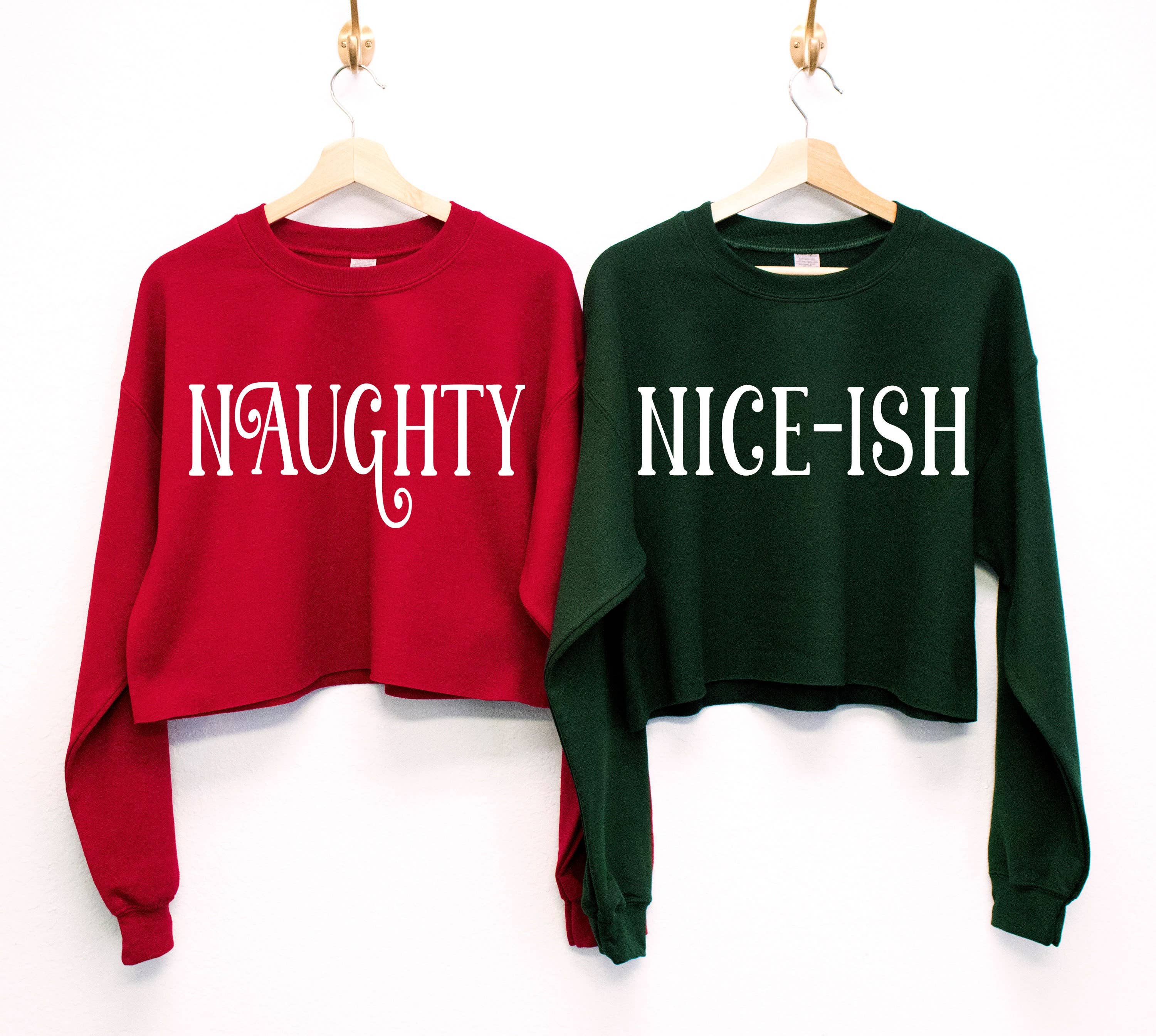 Naughty or Nice-ish Cropped Christmas Sweater for Women