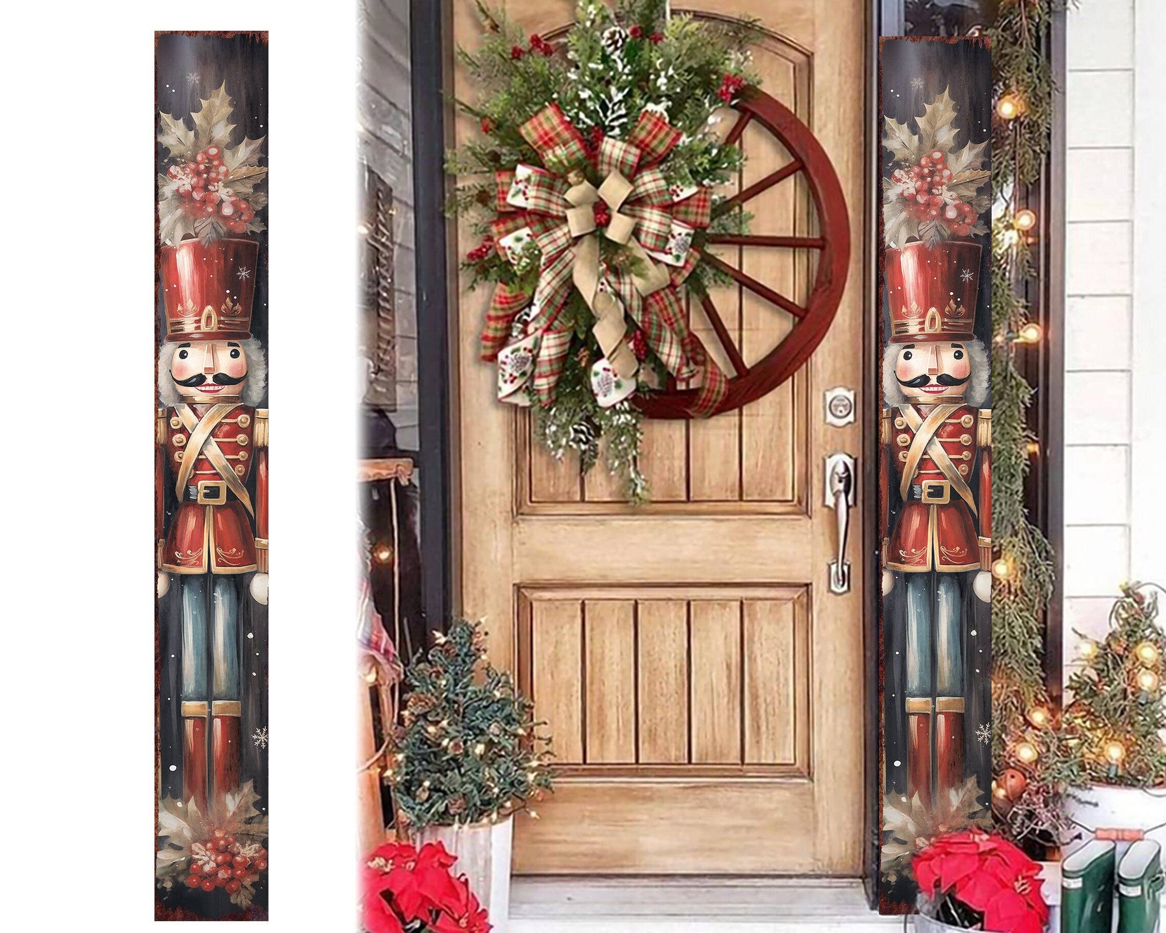 72" Farmhouse Nutcracker Christmas Porch Sign - Festive Outdoor Decor