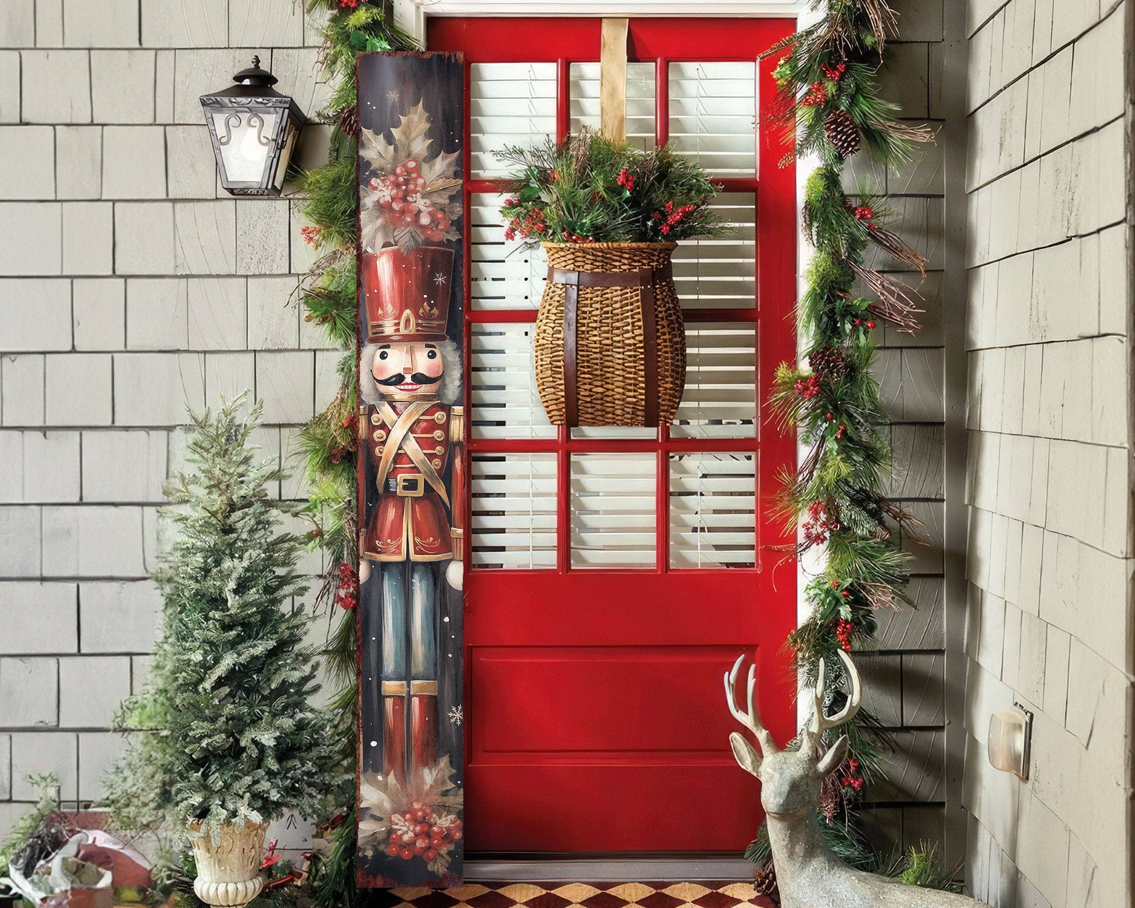 72" Farmhouse Nutcracker Christmas Porch Sign - Festive Outdoor Decor