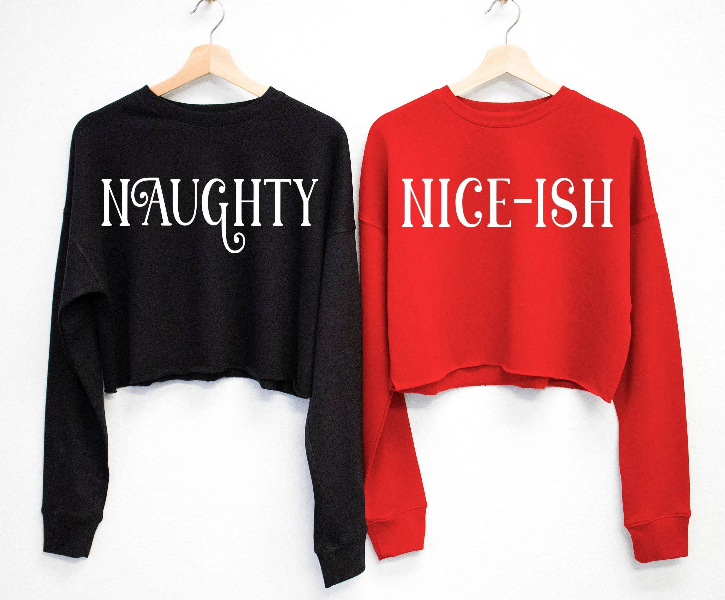 Naughty or Nice-ish Cropped Christmas Sweater for Women